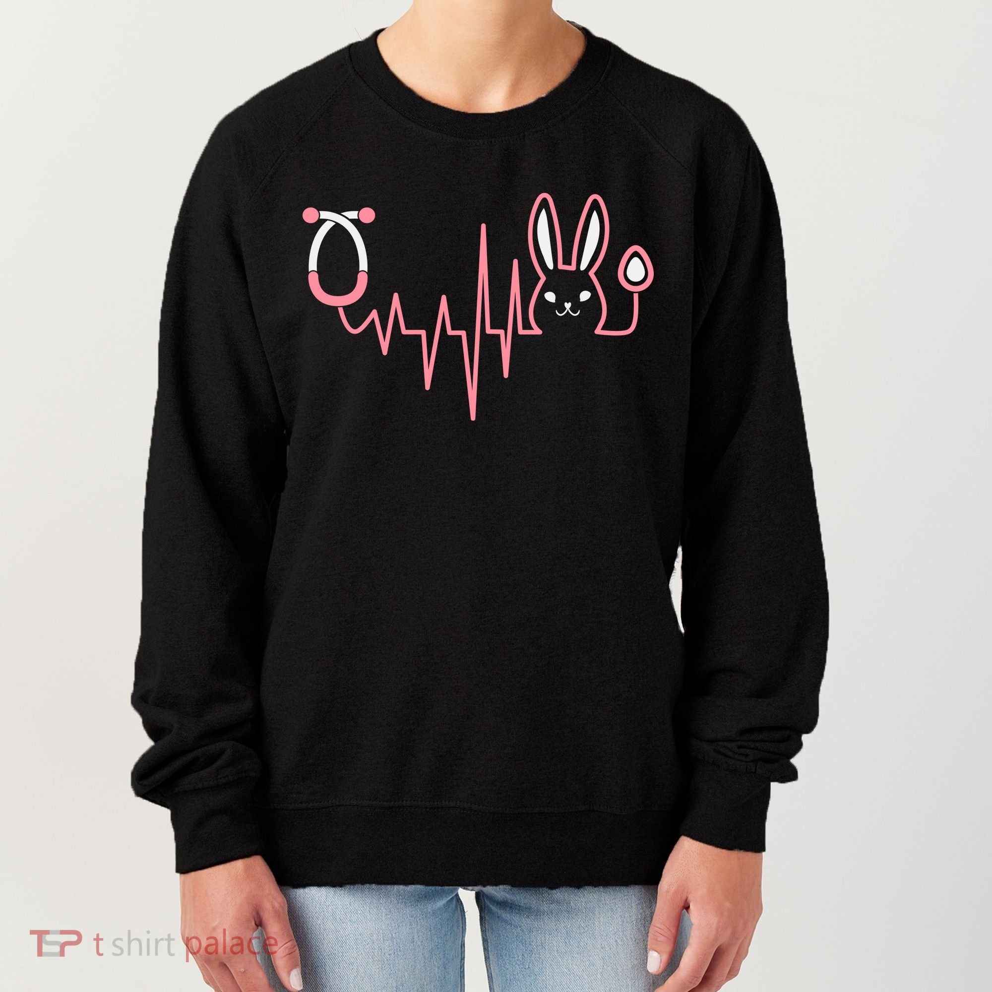 Cute Funny Easter Bunny Heart Beat Stethoscope Women's Sweatshirt