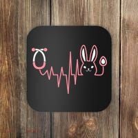 Cute Funny Easter Bunny Heart Beat Stethoscope Coaster thumb 0