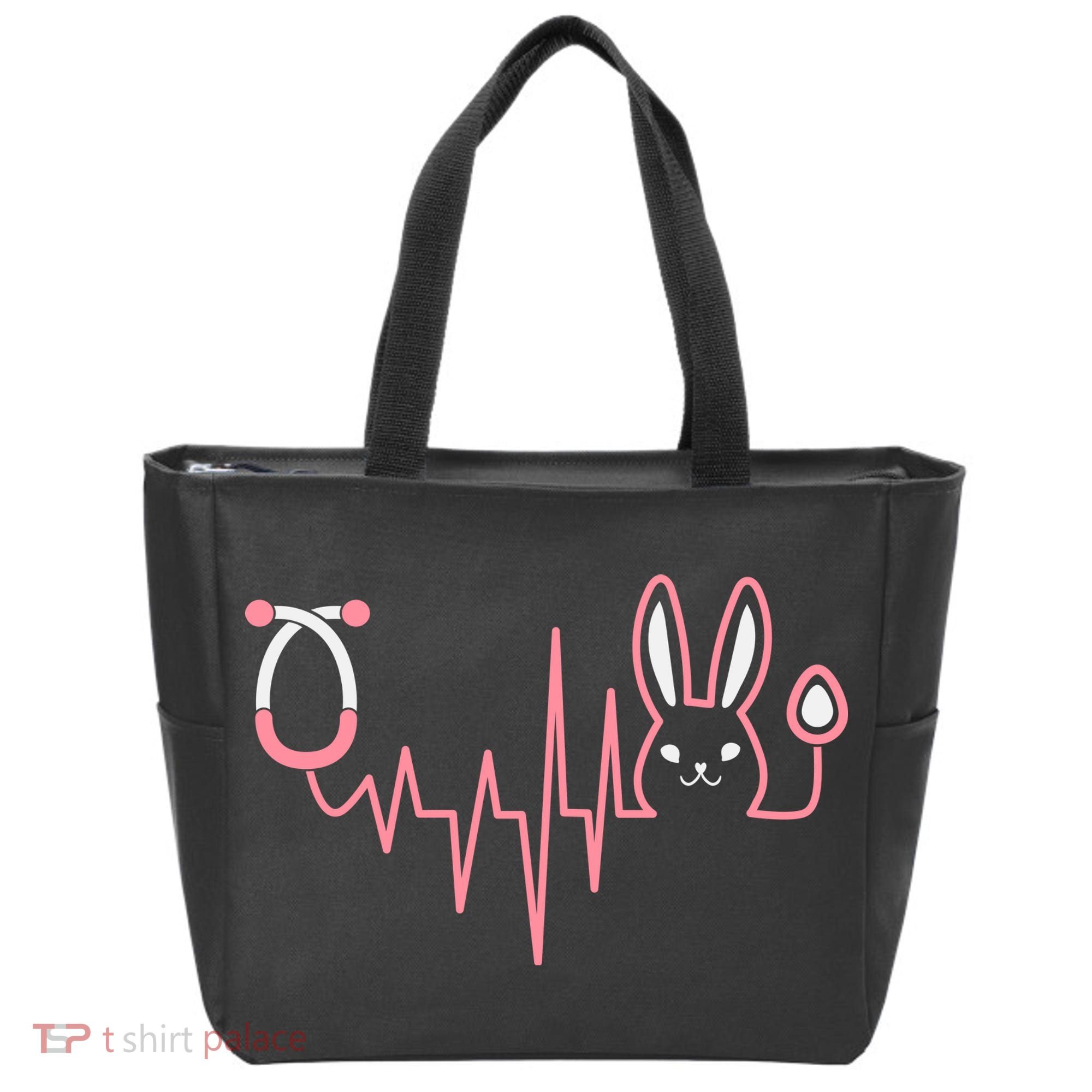 Cute Funny Easter Bunny Heart Beat Stethoscope Tote Bag