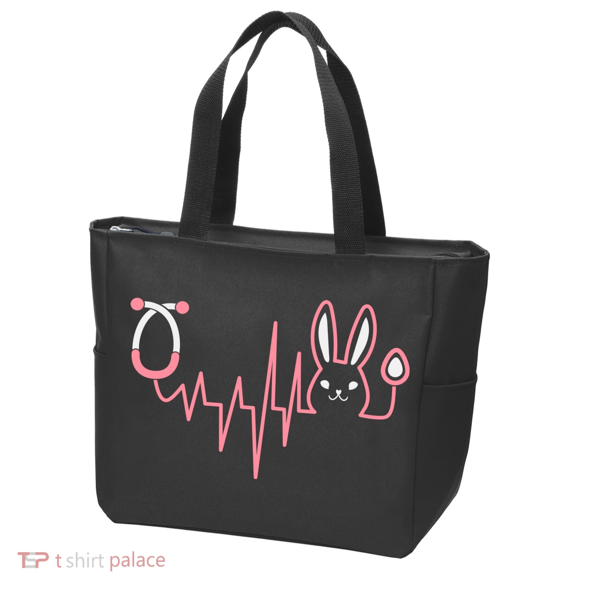 Cute Funny Easter Bunny Heart Beat Stethoscope Tote Bag