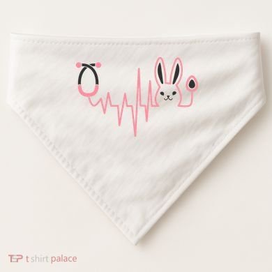 Cute Funny Easter Bunny Heart Beat Stethoscope USA-Made Doggie Bandana