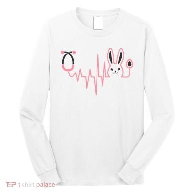 Cute Funny Easter Bunny Heart Beat Stethoscope Long Sleeve Shirt