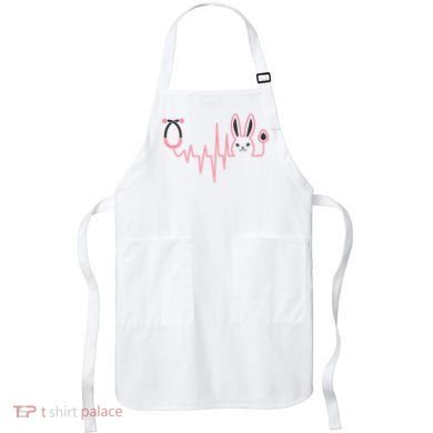 Cute Funny Easter Bunny Heart Beat Stethoscope Apron