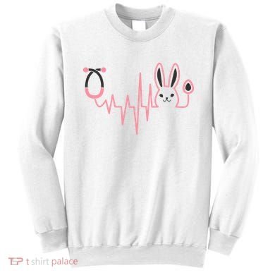 Cute Funny Easter Bunny Heart Beat Stethoscope Sweatshirt
