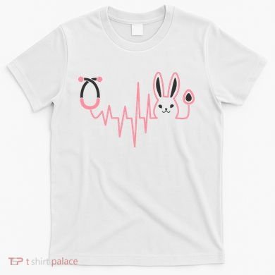 Cute Funny Easter Bunny Heart Beat Stethoscope T-Shirt