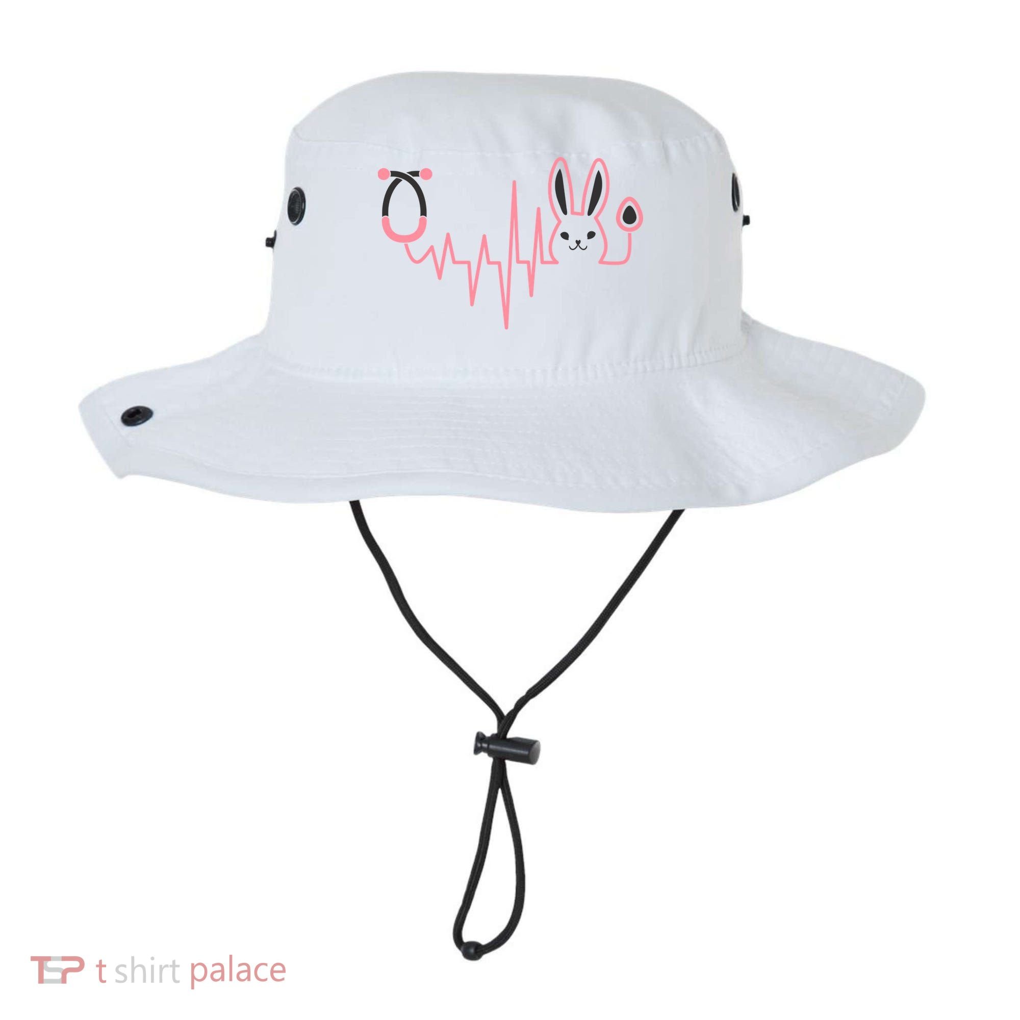 Cute Funny Easter Bunny Heart Beat Stethoscope Bucket Hat