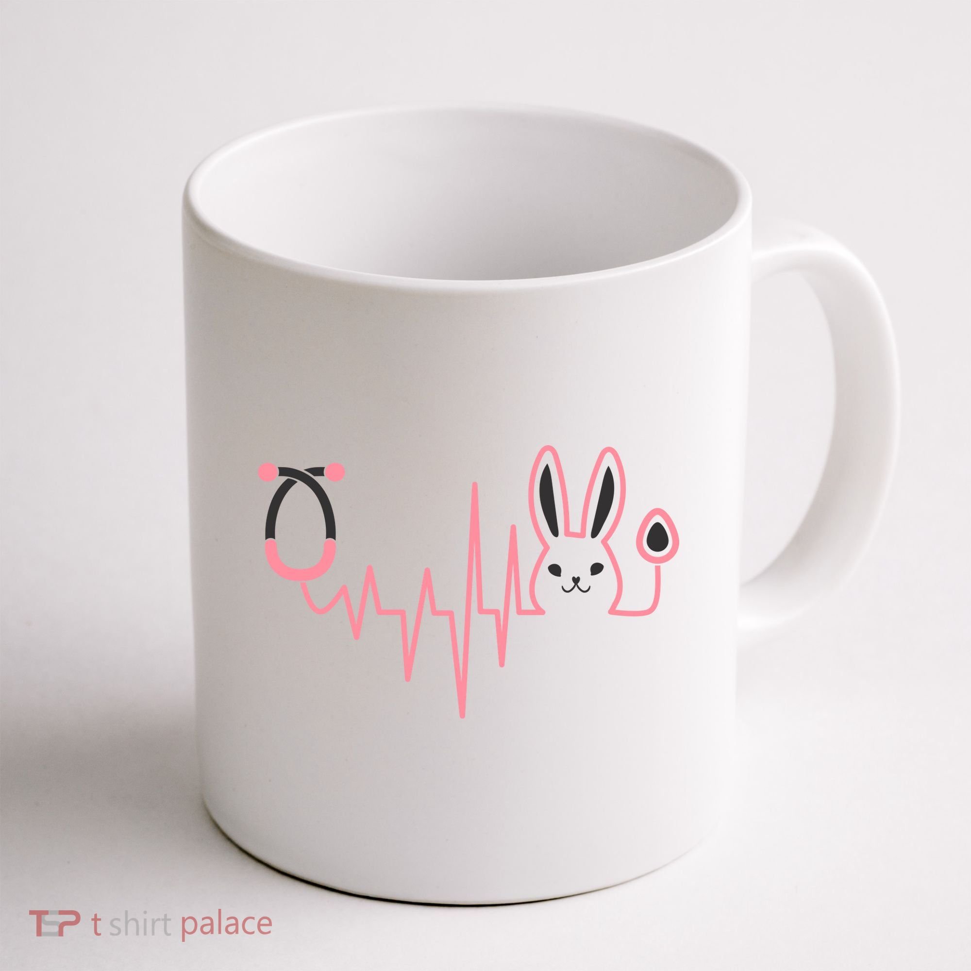 Cute Funny Easter Bunny Heart Beat Stethoscope Coffee Mug