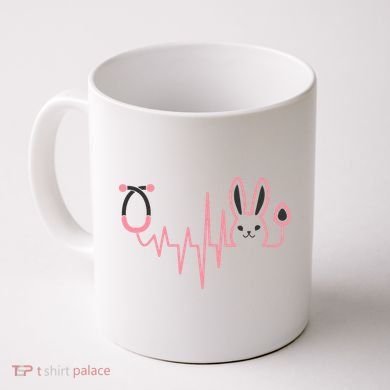 Cute Funny Easter Bunny Heart Beat Stethoscope Coffee Mug