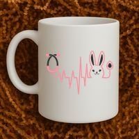 Cute Funny Easter Bunny Heart Beat Stethoscope Coffee Mug thumb 2