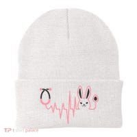 Cute Funny Easter Bunny Heart Beat Stethoscope Beanie thumb 0