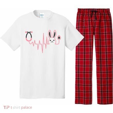 Cute Funny Easter Bunny Heart Beat Stethoscope Pajama Set