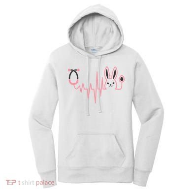 Cute Funny Easter Bunny Heart Beat Stethoscope Women's Hoodie