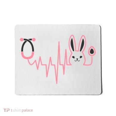 Cute Funny Easter Bunny Heart Beat Stethoscope Mousepad