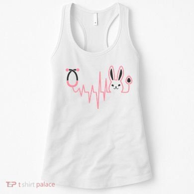 Cute Funny Easter Bunny Heart Beat Stethoscope Women's Tank Top