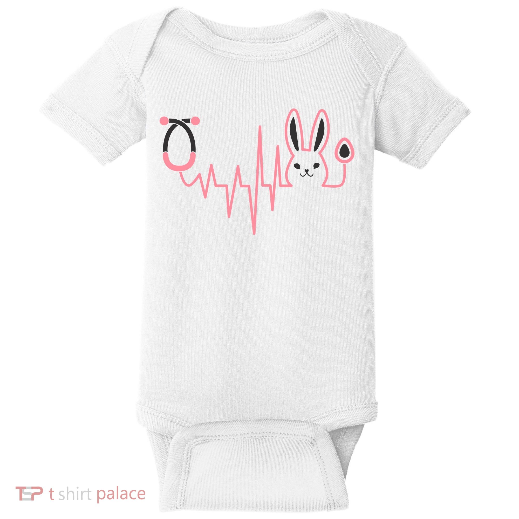 Cute Funny Easter Bunny Heart Beat Stethoscope Baby Bodysuit