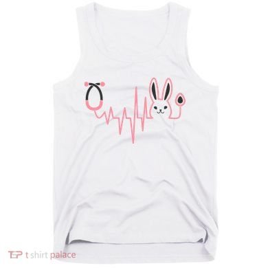 Cute Funny Easter Bunny Heart Beat Stethoscope Tank Top
