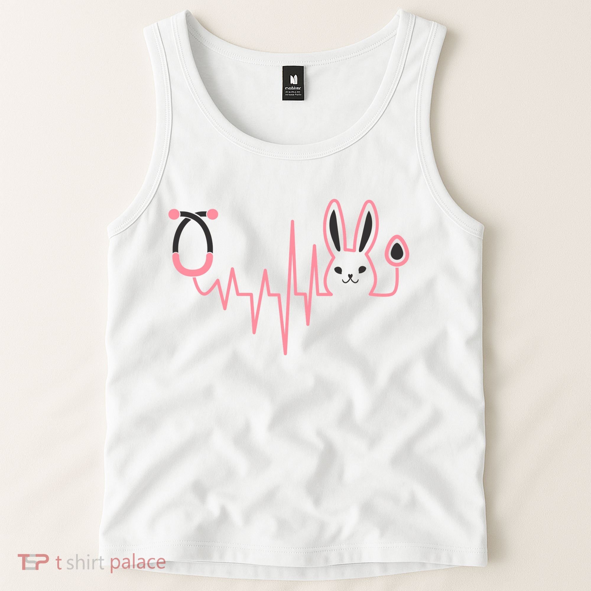 Cute Funny Easter Bunny Heart Beat Stethoscope Tank Top