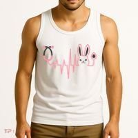 Cute Funny Easter Bunny Heart Beat Stethoscope Tank Top thumb 3