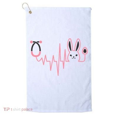 Cute Funny Easter Bunny Heart Beat Stethoscope Golf Towel