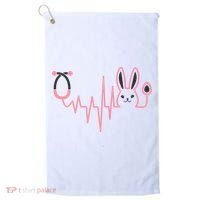 Cute Funny Easter Bunny Heart Beat Stethoscope Golf Towel thumb 0