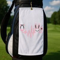 Cute Funny Easter Bunny Heart Beat Stethoscope Golf Towel thumb 2