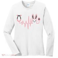 Cute Funny Easter Bunny Heart Beat Stethoscope Women's Long Sleeve Shirt thumb 0