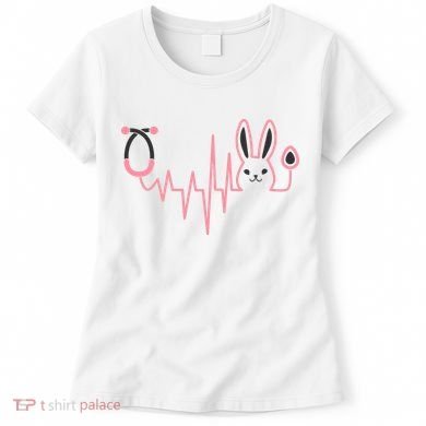 Cute Funny Easter Bunny Heart Beat Stethoscope Women's T-Shirt