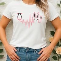 Cute Funny Easter Bunny Heart Beat Stethoscope Women's T-Shirt thumb 2