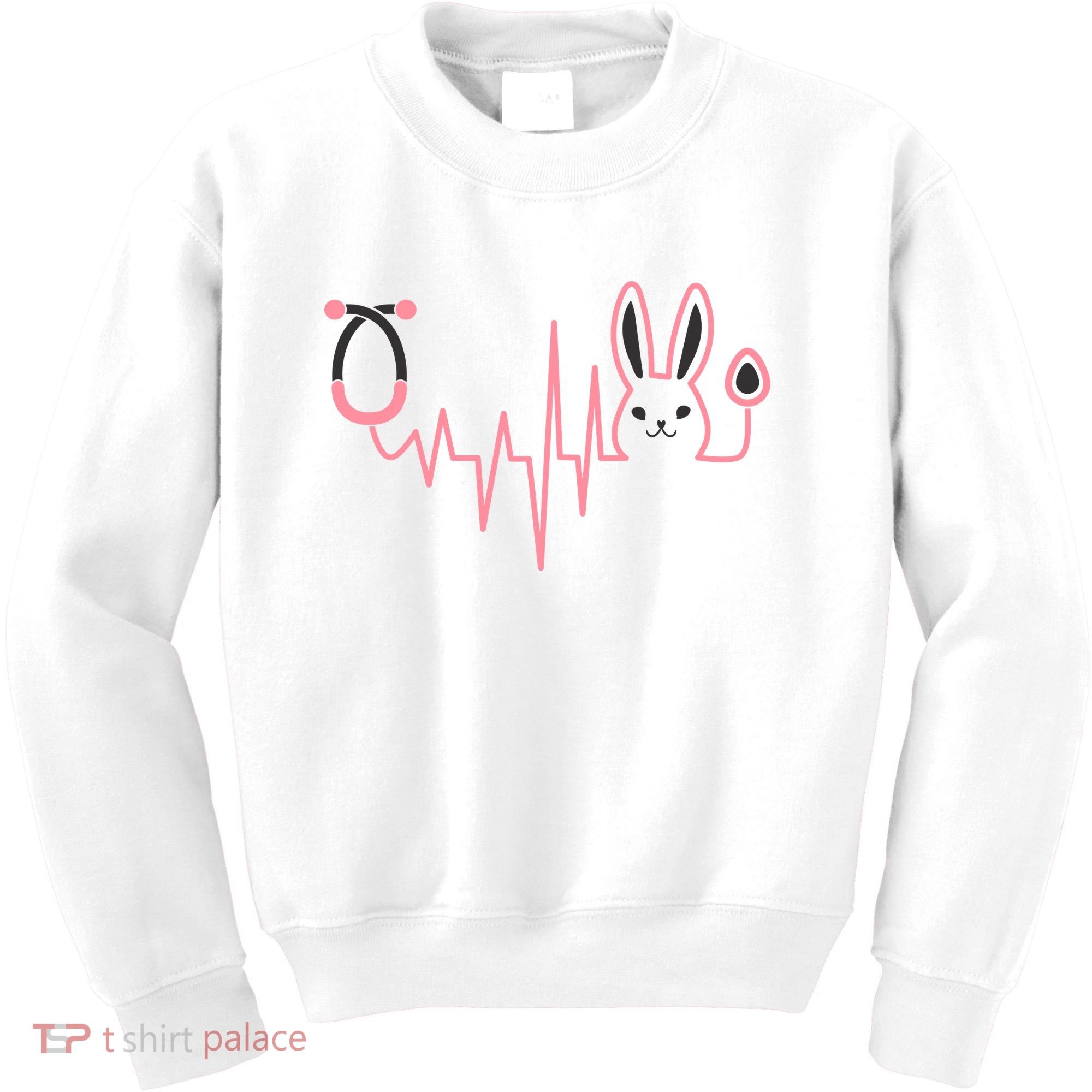 Cute Funny Easter Bunny Heart Beat Stethoscope Kids Sweatshirt