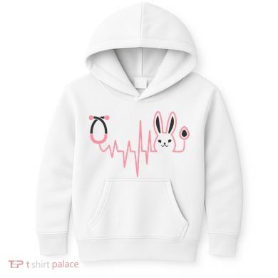 Cute Funny Easter Bunny Heart Beat Stethoscope Kids Hoodie