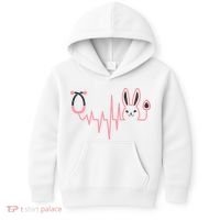Cute Funny Easter Bunny Heart Beat Stethoscope Kids Hoodie thumb 0