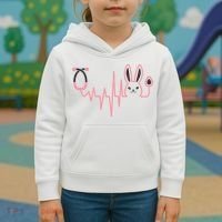 Cute Funny Easter Bunny Heart Beat Stethoscope Kids Hoodie thumb 3