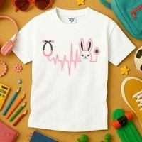 Cute Funny Easter Bunny Heart Beat Stethoscope Kids T-Shirt thumb 3