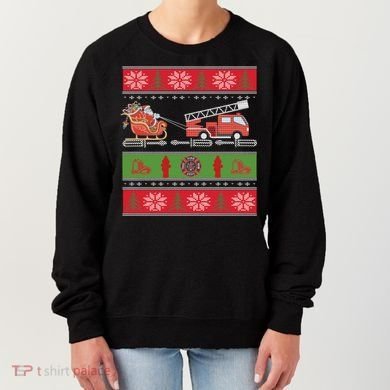 Christmas Fire Engine Fire Truck Fighter Ugly Xmas Gift Women's Sweatshirt