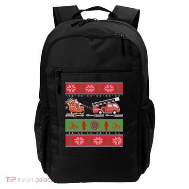 Christmas Fire Engine Fire Truck Fighter Ugly Xmas Gift Backpack