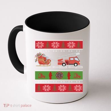 Christmas Fire Engine Fire Truck Fighter Ugly Xmas Gift Coffee Mug
