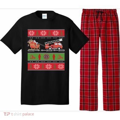 Christmas Fire Engine Fire Truck Fighter Ugly Xmas Gift Pajama Set