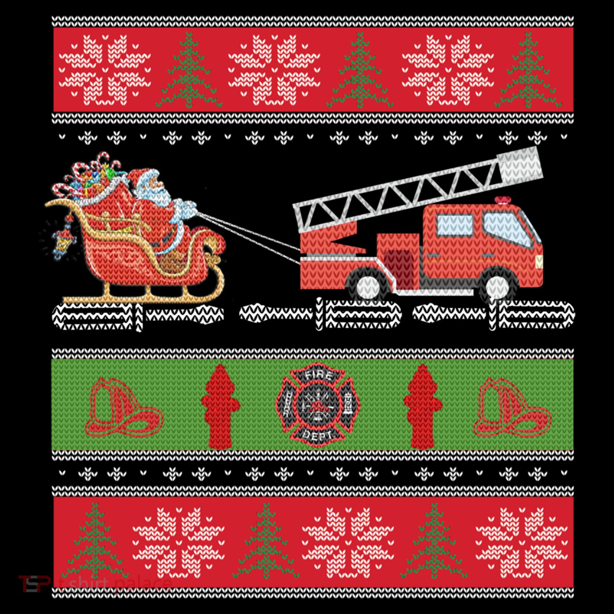 Christmas Fire Engine Fire Truck Fighter Ugly Xmas Gift Women's Hoodie
