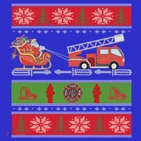 Christmas Fire Engine Fire Truck Fighter Ugly Xmas Gift Hoodie thumb 7