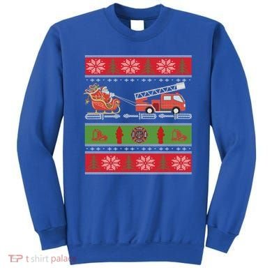 Christmas Fire Engine Fire Truck Fighter Ugly Xmas Gift Sweatshirt