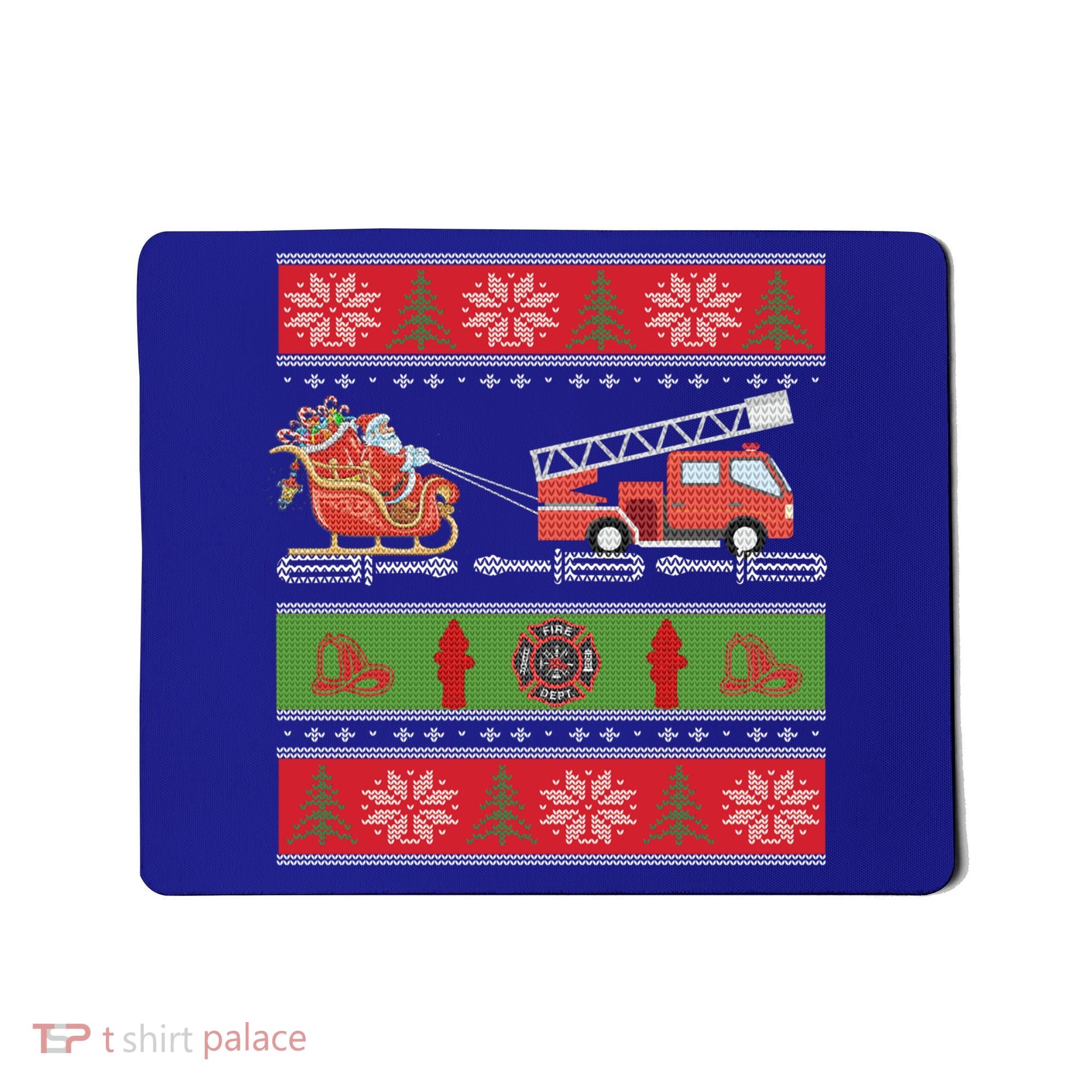 Christmas Fire Engine Fire Truck Fighter Ugly Xmas Gift Mousepad