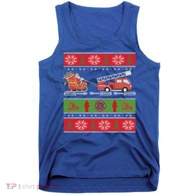 Christmas Fire Engine Fire Truck Fighter Ugly Xmas Gift Tank Top