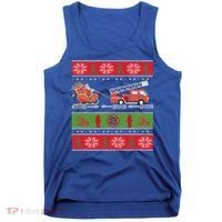 Christmas Fire Engine Fire Truck Fighter Ugly Xmas Gift Tank Top thumb 0