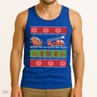 Christmas Fire Engine Fire Truck Fighter Ugly Xmas Gift Tank Top thumb 3
