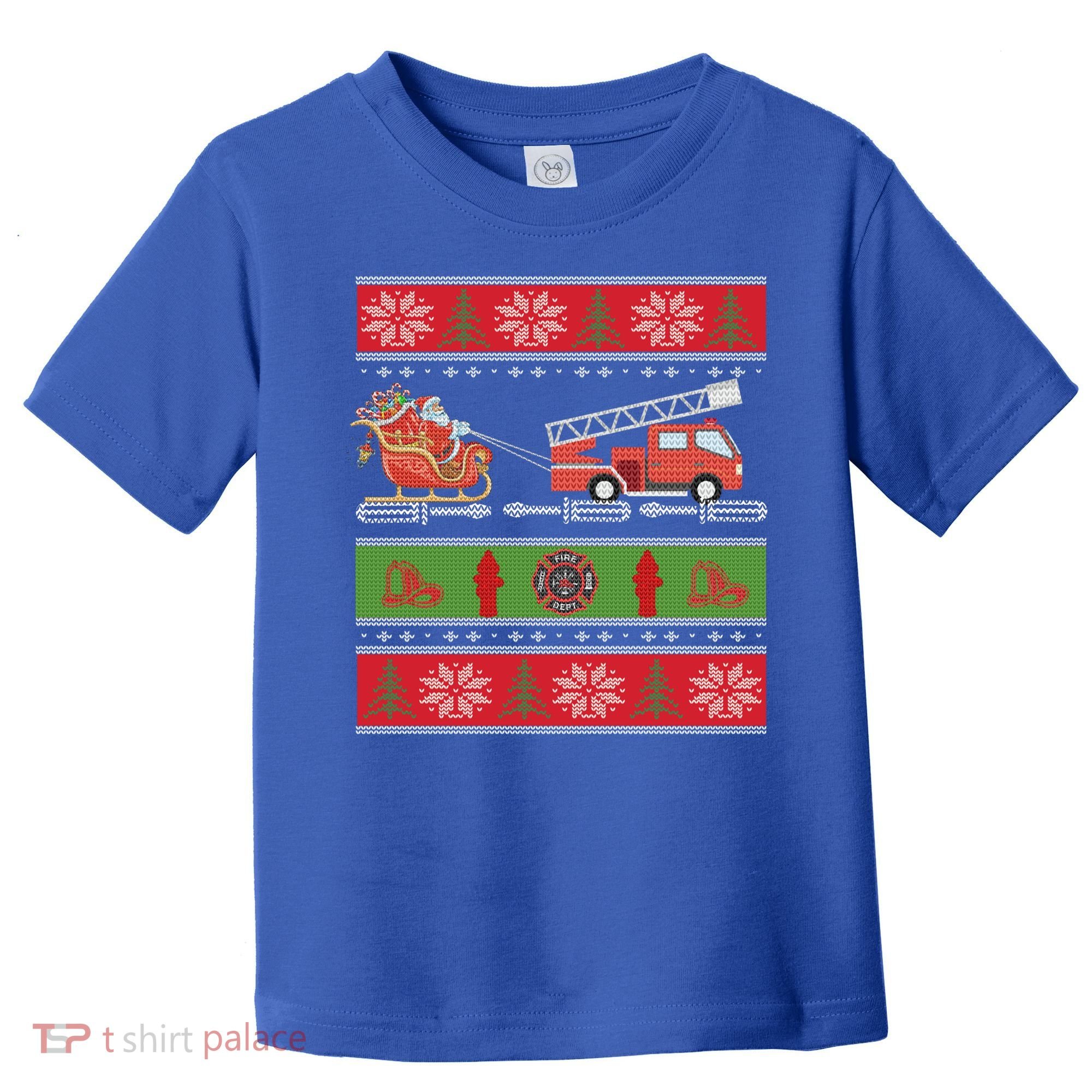 Christmas Fire Engine Fire Truck Fighter Ugly Xmas Gift Toddler T-Shirt