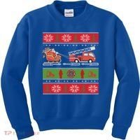 Christmas Fire Engine Fire Truck Fighter Ugly Xmas Gift Kids Sweatshirt thumb 0