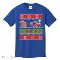 Christmas Fire Engine Fire Truck Fighter Ugly Xmas Gift Kids T-Shirt thumb 0
