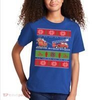 Christmas Fire Engine Fire Truck Fighter Ugly Xmas Gift Kids T-Shirt thumb 2