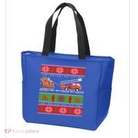 Christmas Fire Engine Fire Truck Fighter Ugly Xmas Gift Tote Bag thumb 3