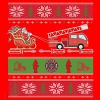 Christmas Fire Engine Fire Truck Fighter Ugly Xmas Gift Santa Hat thumb 1